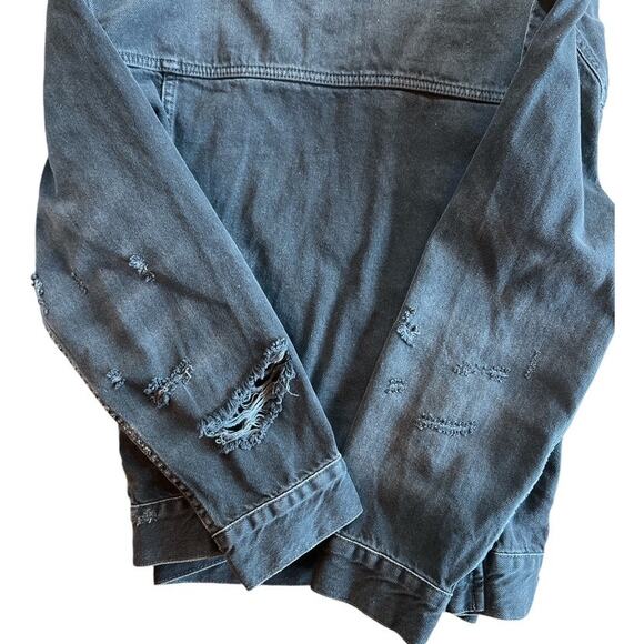 We The Free Jolene Trucker Distressed Denim Jacket Size L Black Goth Streetwear - Picture 12 of 12